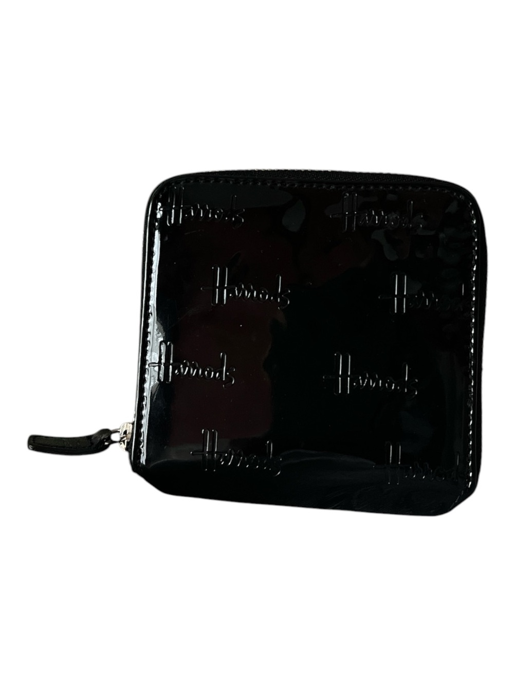 Harrods Knightsbridge Black Patent Zip-Around Wallet